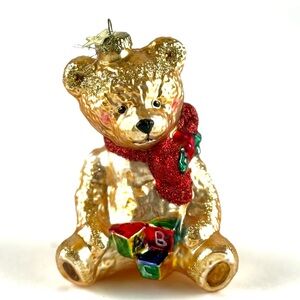 Vintage Merck Family (Old World Christmas) Gold Teddy Bear Ornament